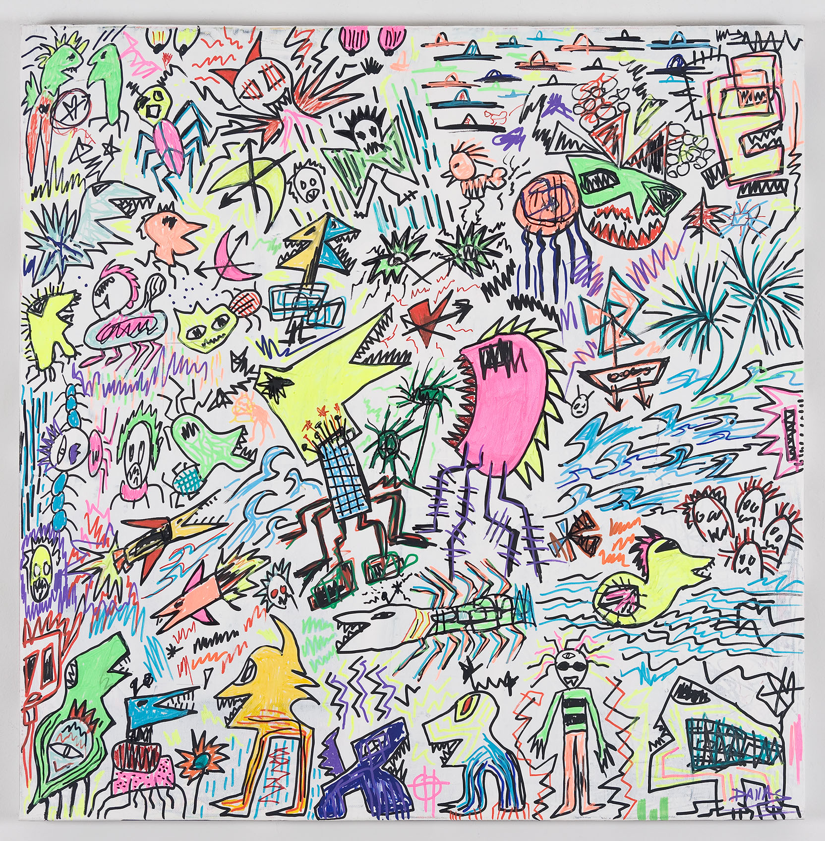 433 Eros (asteroid) 80x80cm-mixedmedia -acrylic markers